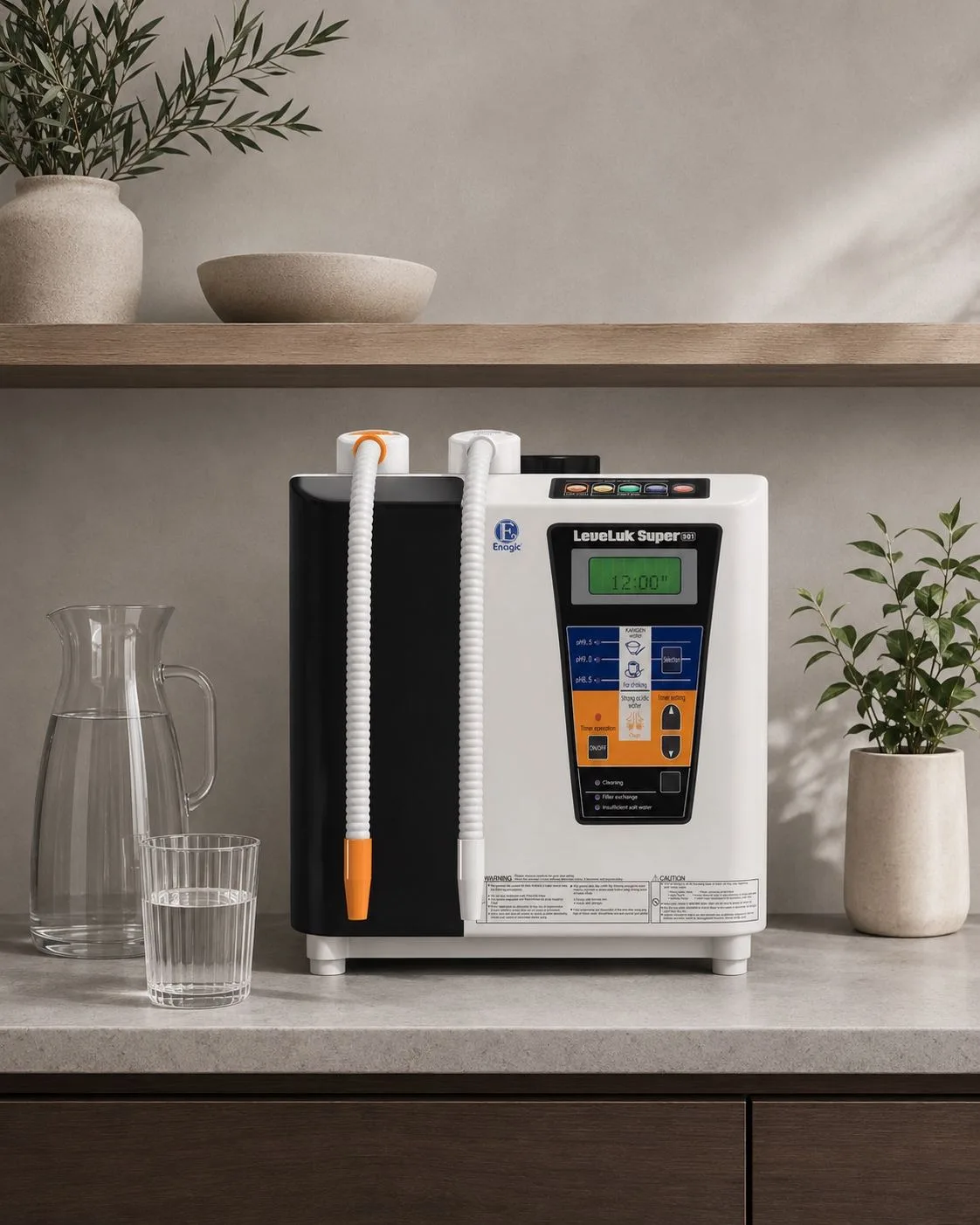 The Super 501 up close on a neutral kitchen shelf